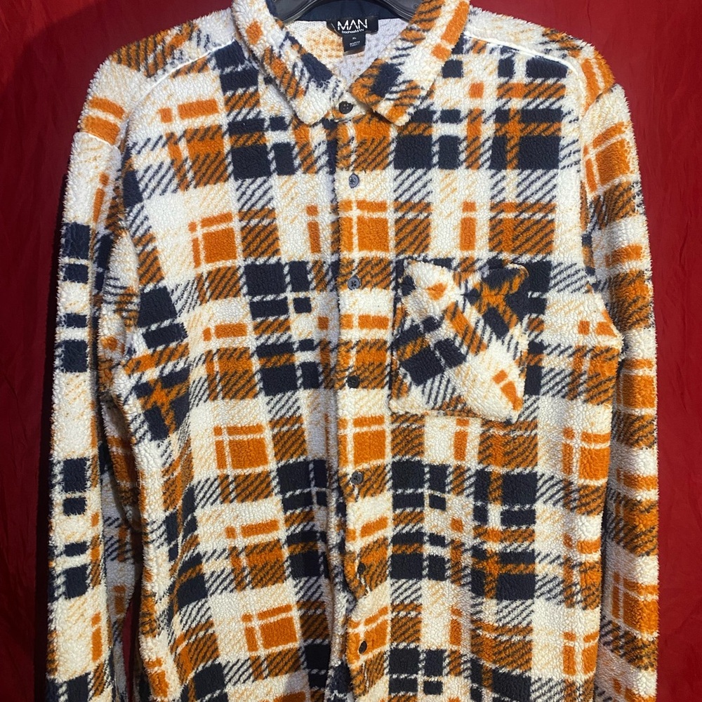 BoohooMAN “Autumn Vibes” Fleece Plaid Button Shirt